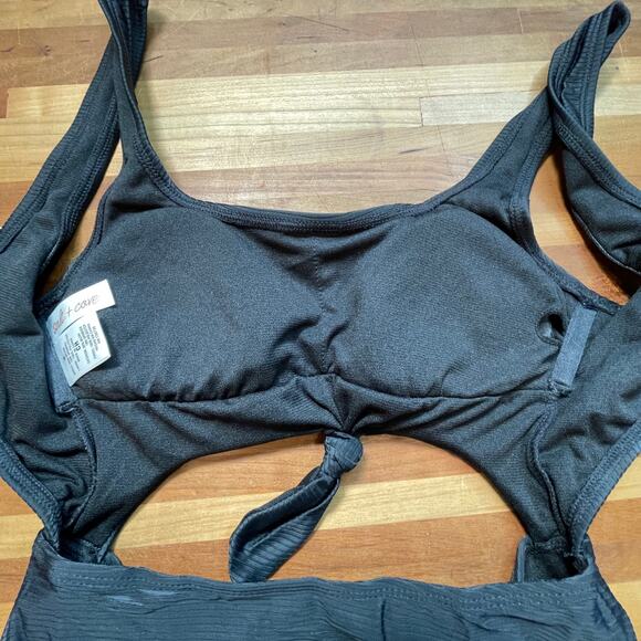 Salt+Cove Sizzle Ribbed Knot-Front One-Piece Swimsuit Black S - Picture 5 of 8